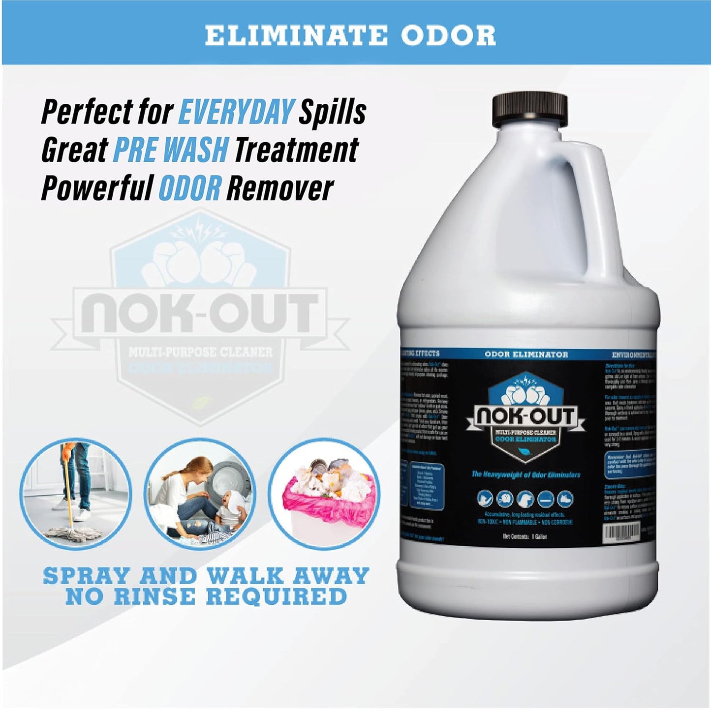 NOK OUT Odor Remover, Pet Deodorizer and Cleaning Spray, Made in the USA, 1 Gallon, 4-Pack