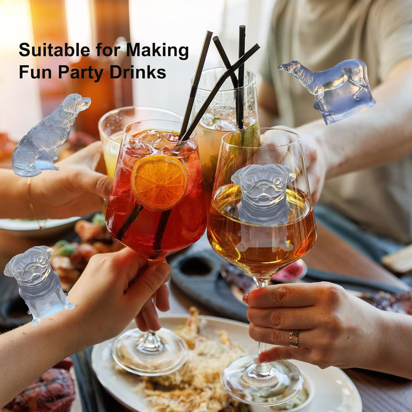 3D Golden Retriever Ice Cube Silicone Molds Tray for Whiskey, Cocktail, Bar; Fun Animal Shape Large Epoxy Resign Mold; Golden Retriever Gifts for Women Kids Dog Lover, 2 Pack