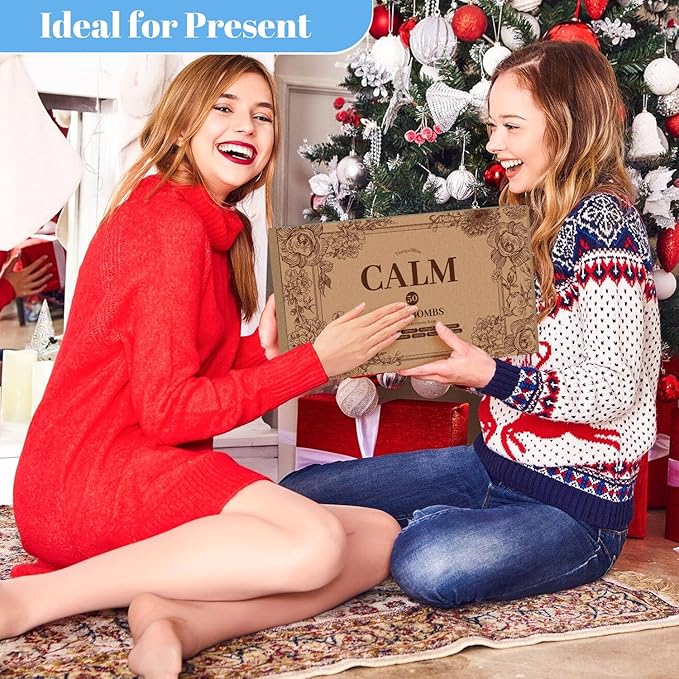 TranquilBliss Bath Bombs Set 50 PCS with 10 Rich Scents, Bath Bombs for Women, Natural Bubble Bombs with Shea Butter & Safe Oil, Ideal for Christmas, Birthday, Mother's Day Present (Brown)