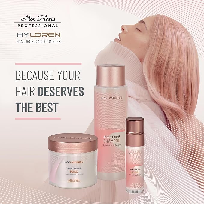 HYLOREN Smoother Hair Shampoo with Hyaluronic Acid for hair, All Hair Types, Color & Chemically Treated Hair, SLS/SLES Free, Hydrating Shampoo, Smoothing Anti Frizz Shampoo 500ml