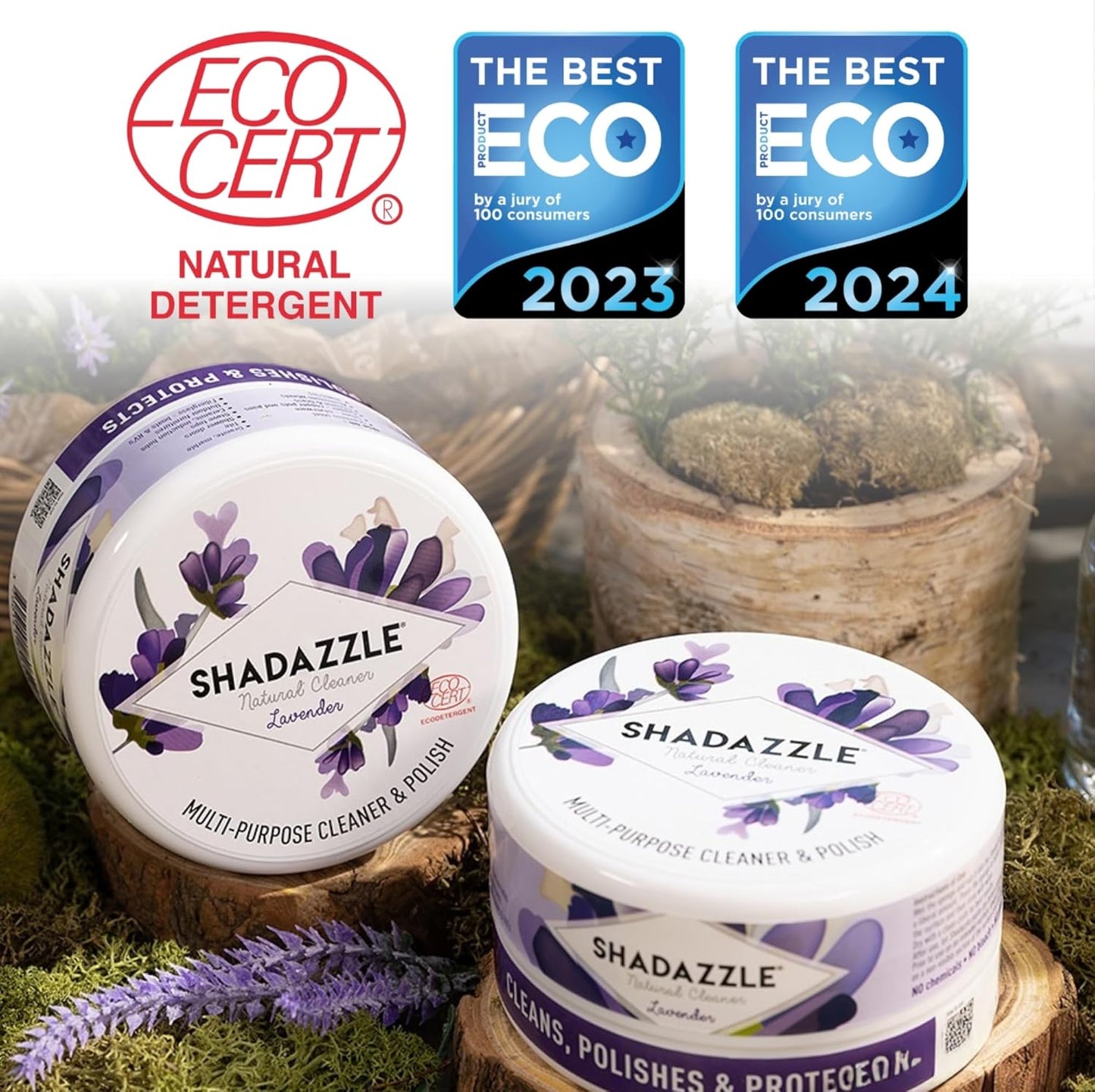 Shadazzle Natural All Purpose Cleaner and Polish – Eco friendly Multi-purpose Cleaning Product (2 Pack, Lavender)