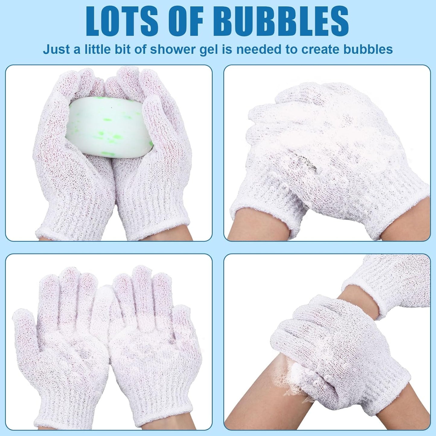 60Pcs Exfoliating Gloves Bulk, Scrub Gloves Exfoliating Body Scrubber Glove Exfoliator for Body Scrub Mitt, Bath Gloves for Shower Exfoliating Shower Glove for Women Bathing Accessories(White)