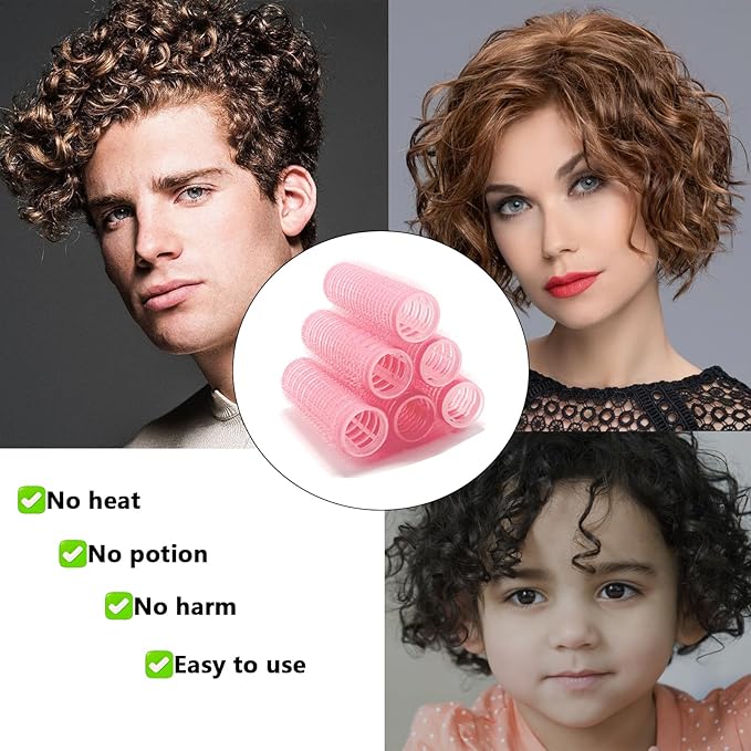 ZMD 18Pcs Self Grip Small Hair Rollers Curlers, Plastic Rollers Heatless Curlers Salon Dressing Curler DIY Curly Hair Hairstyle Roller for Women Girls Short Medium Hair (0.8 x 2.4 Inch)