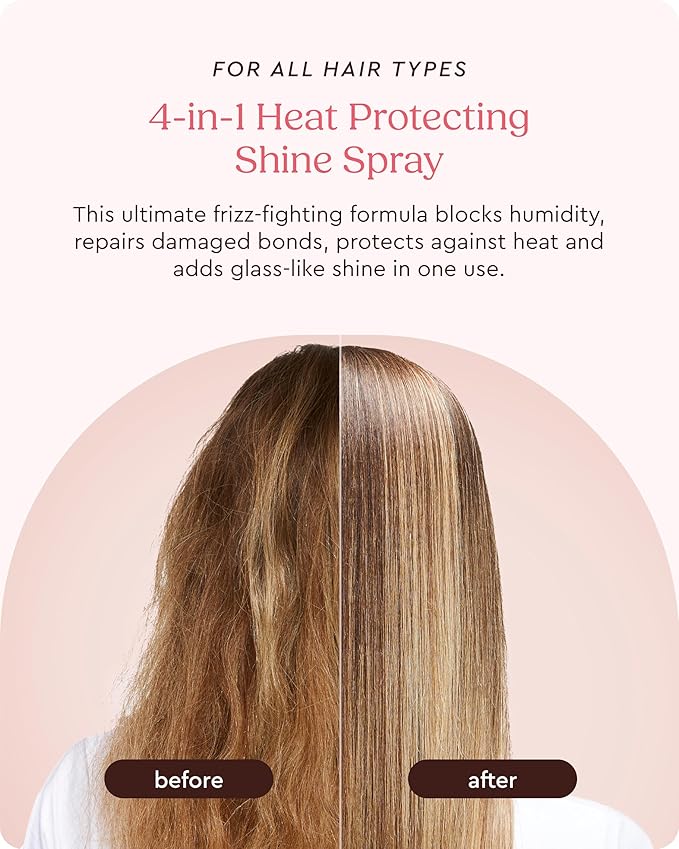 glaze MirrorGlaze Super Sleek Hair Shine Spray – Transforms Frizz to Glass-Like Shine, Protects from Heat, Blocks Humidity + Repairs Bonds – 6.4 oz