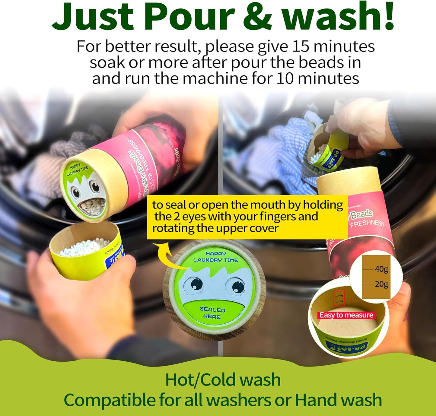 DR.EASY Laundry Scent Boosters 312g,Rose Date Scent Boosters for Washer，Bulk Laundry Booster Beads and fabric scent booster，Fresh Scented Clothes fo 12 Weeks