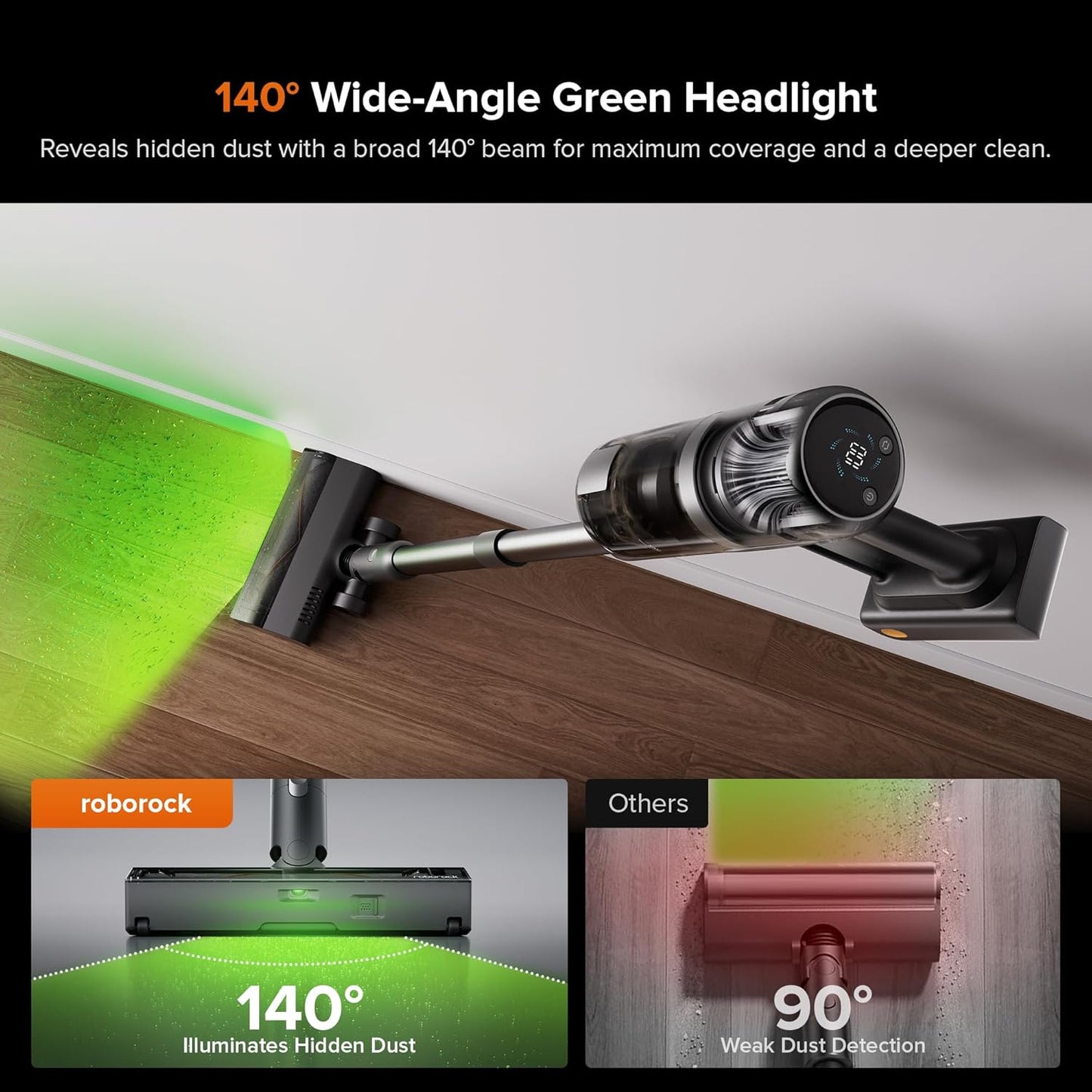 roborock H60 Hub Ultra Cordless Vacuum Cleaner with Auto-Empty Dock, Upgraded 210AW Suction Stick Vacuum for Home and Hard Floors, 90-Min Runtime, Anti-Tangle Brush, 140° Green LED Dust Detection