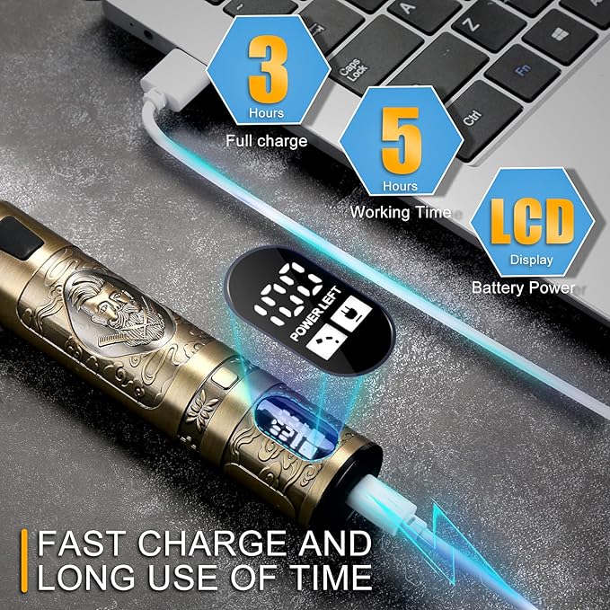 Cordless Hair Clippers for Men Professional Hair Trimmer LCD Display 0mm Baldheaded Clippers for Hair Cutting Men Grooming Kits Rechargeable, Gold