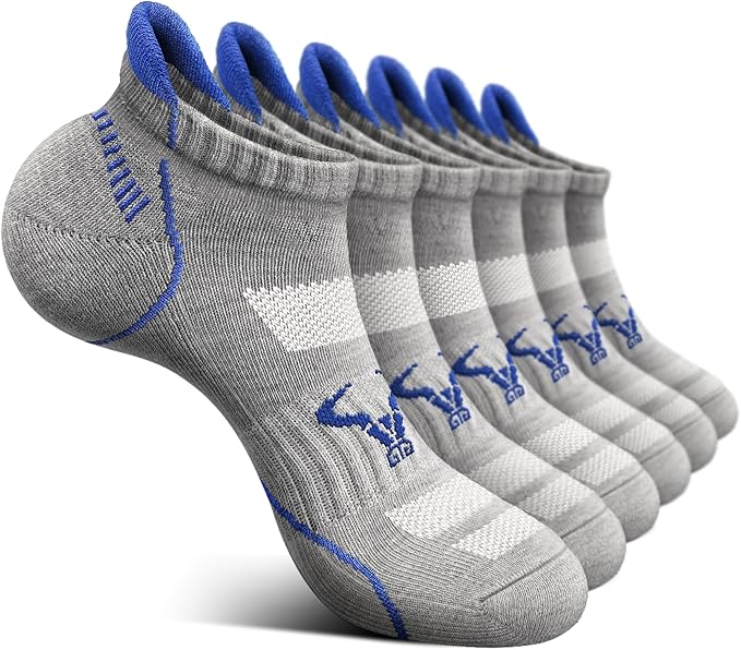 BULLIANT Men Running Socks 6Pairs-Ankle Athletic Socks Wicking Cushioned for Men Walking-Arch Compression Support