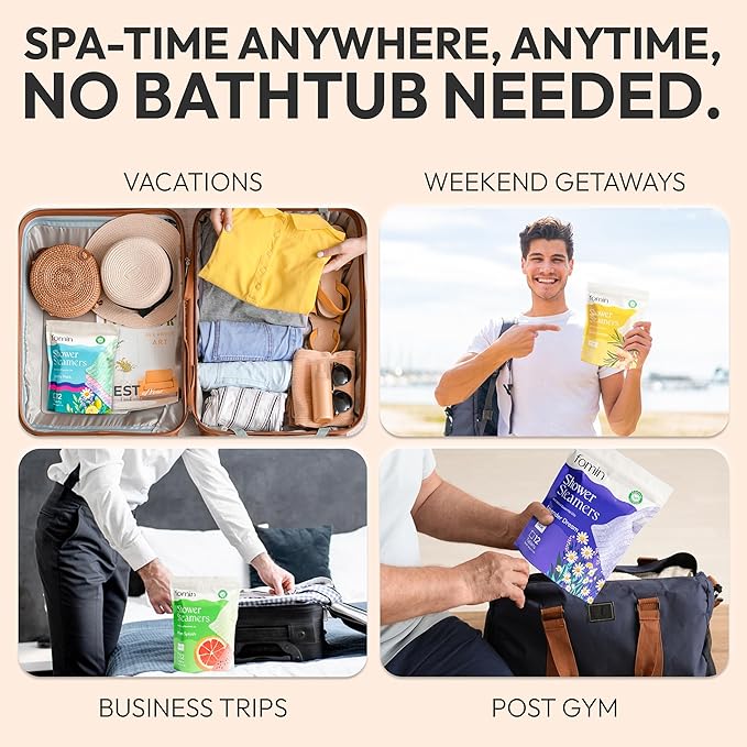 FOMIN Aromatherapy Shower Steamers - 12 Count - Spiced Orange Bath Bombs with Essential Oils for Stress Relief & Relaxation - Self Care, Spa Gifts for Women and Men - Shower Aroma for Body Wellness