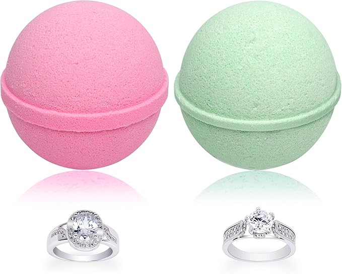 Mermaid Love Potion Bath Bombs Gift Set of 2 with Size 9 Ring Surprise Inside Each Made in USA