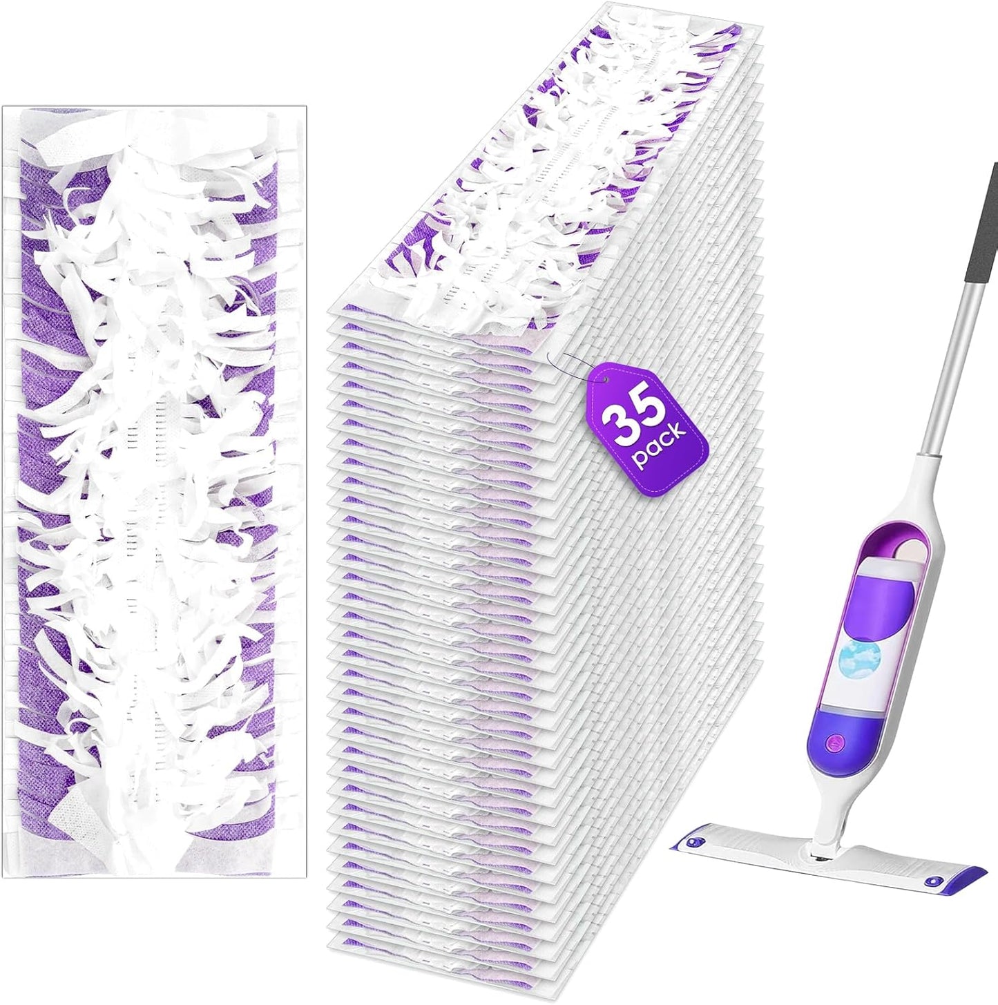 (35 Pack) Replacement Power Mop Pads for Swiffer PowerMop, Disposable PowerMop Mopping Pad Refills Compatible with Swiffer PowerMop, Multi-Surface Mop Pad Refills for Floor Cleaning