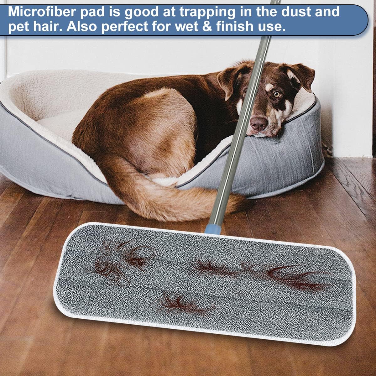 Microfiber Mop Replacement Pads 18 Inch Compatible with Bona Floor Care System, 5 Pack Reusable Wet Dry Floor Cleaning and Scurbbing Mop Refill Fits 16” to 18” Flat Reveal Mop Heads