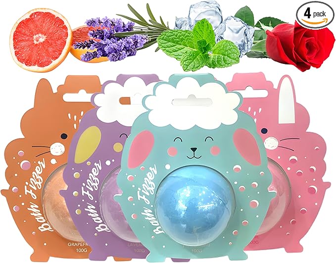 Handmade SPA Bubble Bath for Relaxing,Bath Bombs for Women Gift Set,Gift for Her/Him, Women, Girls, Wife, Mother,Four Styles and Four Fragrance（4pack）