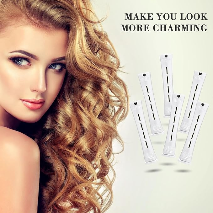 24 Pieces Hair Perm Rods Plastic Cold Wave Perming Curlers Hair Rollers with Steel Pintail Comb Rat Tail Comb Tools for Hairdressing Styling(White,0.63 Inches)
