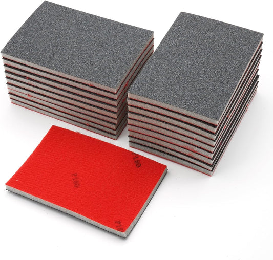 20 Pack 180 Grit Sanding Sponge, 3 x 4 Inch Soft Foam Sanding Block Wet Dry Sanding Pads, Washable Sandpaper Sponge Drywall Sand Block for Wood, Metal, Furniture Polishing (180 Grit)
