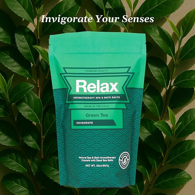 Relax Spa & Bath, Epsom & Dead Sea Salts, Aromatherapy Bath Soak for Hot Tub, Bath or Spa, Green Tea Scent