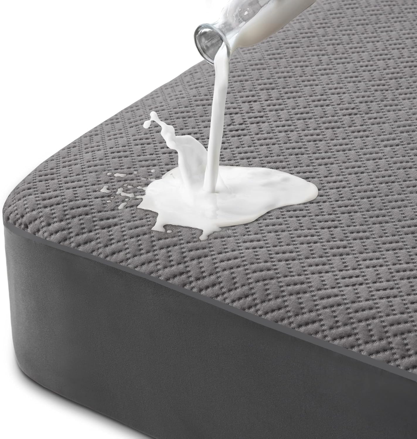 Hanherry 100% Waterproof Full Size Mattress Protector, Grey, Rayon Made from Bamboo, 3D Air Fabric, Cooling, 16 inch Deep Pocket, Noiseless