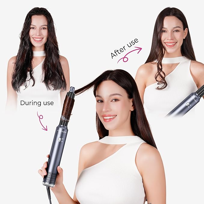 6 in 1 Blow Dryer Brush Set & Hot Air Styler, Negative Ionic Hair Dryer Brush Hair Styling Tools for Fast Drying Straightening Curling Voluming, Ideal Gifting for Women (Blue)