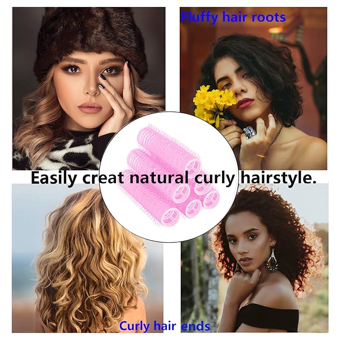 18PCS Self Grip Small Hair Curlers Heatless Roller Hair Curlers Pro Salon Hairdressing Curler DIY Curly Hairstyle Hair Rollers Tools Rat Tail Comb for Women Medium Short Hair(Pink)