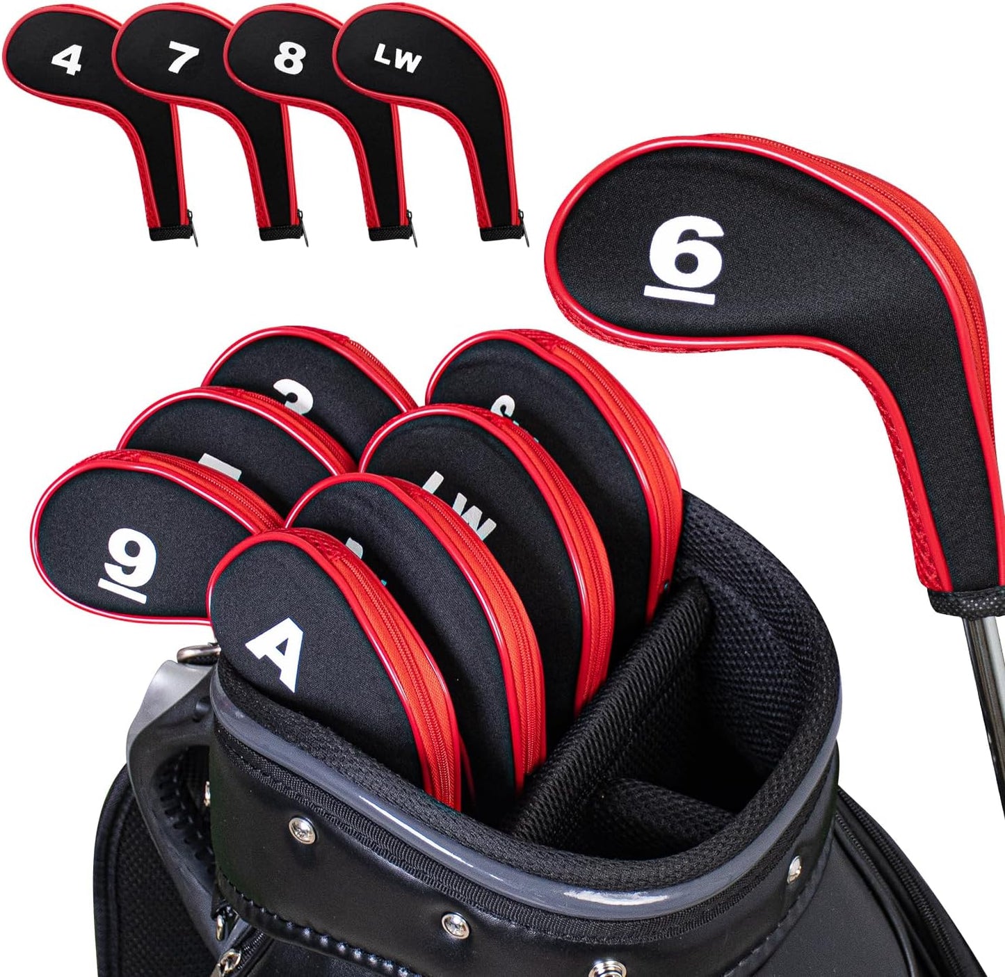 Golf 12pcs Thick Synthetic Golf Iron Head Covers Set Headcover Fit All Brands Callaway Ping Taylormade Cobra Etc. Also Custom Name