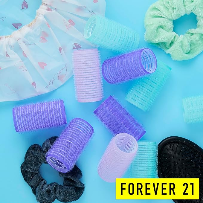 10pc Gentle Grip Hair Roller Set for Salon-Style Voluminous Curls at Home (PURPLE/BLUE)