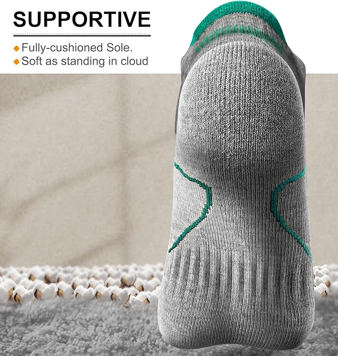 BULLIANT Men Running Socks 6Pairs-Ankle Athletic Socks Wicking Cushioned for Men Walking-Arch Compression Support