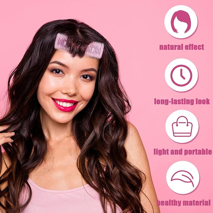 WILLBOND 4 Pcs Long Hair Rollers for Bangs Aluminum Core Curlers Thermal Self Grip Roller for Long and Medium Hair Women Hairstyle(4.7 x 2 Inch, 4.1 x 1.2 Inch,Light Pink)