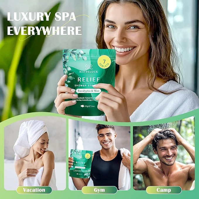 Eucalyptus Mint Shower Steamers Aromatherapy 7 Pack - Eucalyptus for Shower, Relaxation Spa Gifts for Men & Women, White Elephant Gifts, Stocking Stuffers for Adults, Christmas Gifts for Women Men Mom