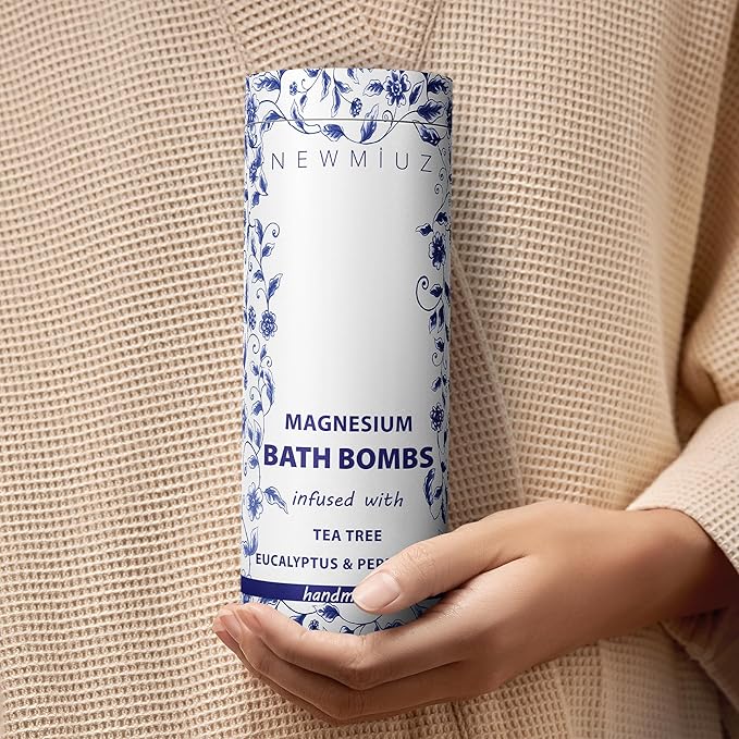 Magnesium Bubble Bath Bombs Long Lasting Foaming Sore Muscles Recovery Tea Tree Relaxing Stress Relief Calming Self Care Spa Gift for Birthday Christmas