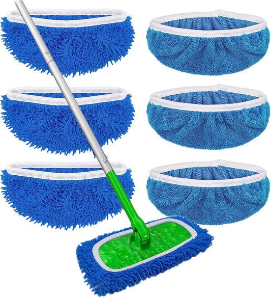 Reusable Microfiber Mop Pads Washable Wet Pads Compatible with Refills Pads for Swiffer Sweeper Wet & Dry Sweeping Cloths Mop Head Replacement for Household Cleaning