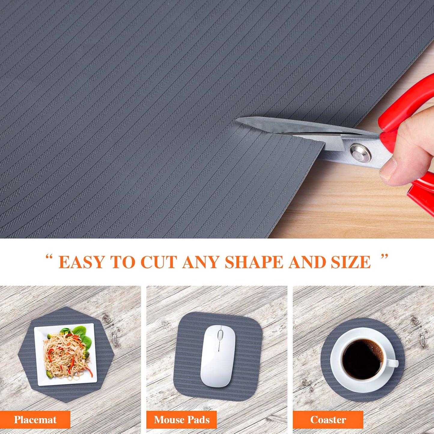 Shelf Liners for Kitchen Cabinets, 10" W x 120" L, Non Adhesive Non-Slip Kitchen Drawer Liners, Waterproof Durable Cabinet Liners for Shelves, Pantry, Dark Gray