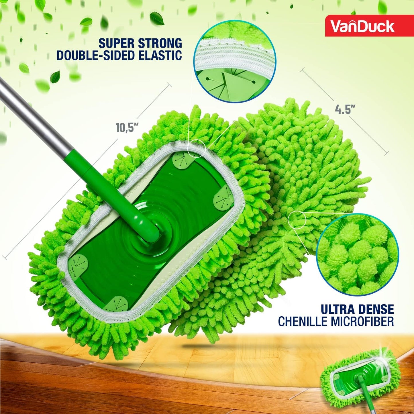 VanDuck Dust Mop Refill Compatible with Swiffer Sweeper (4 Pack) - Microfiber Pet Heavy Duty Dry Cloth Refills - Reusable Mop Pad (Handle is Not Included)