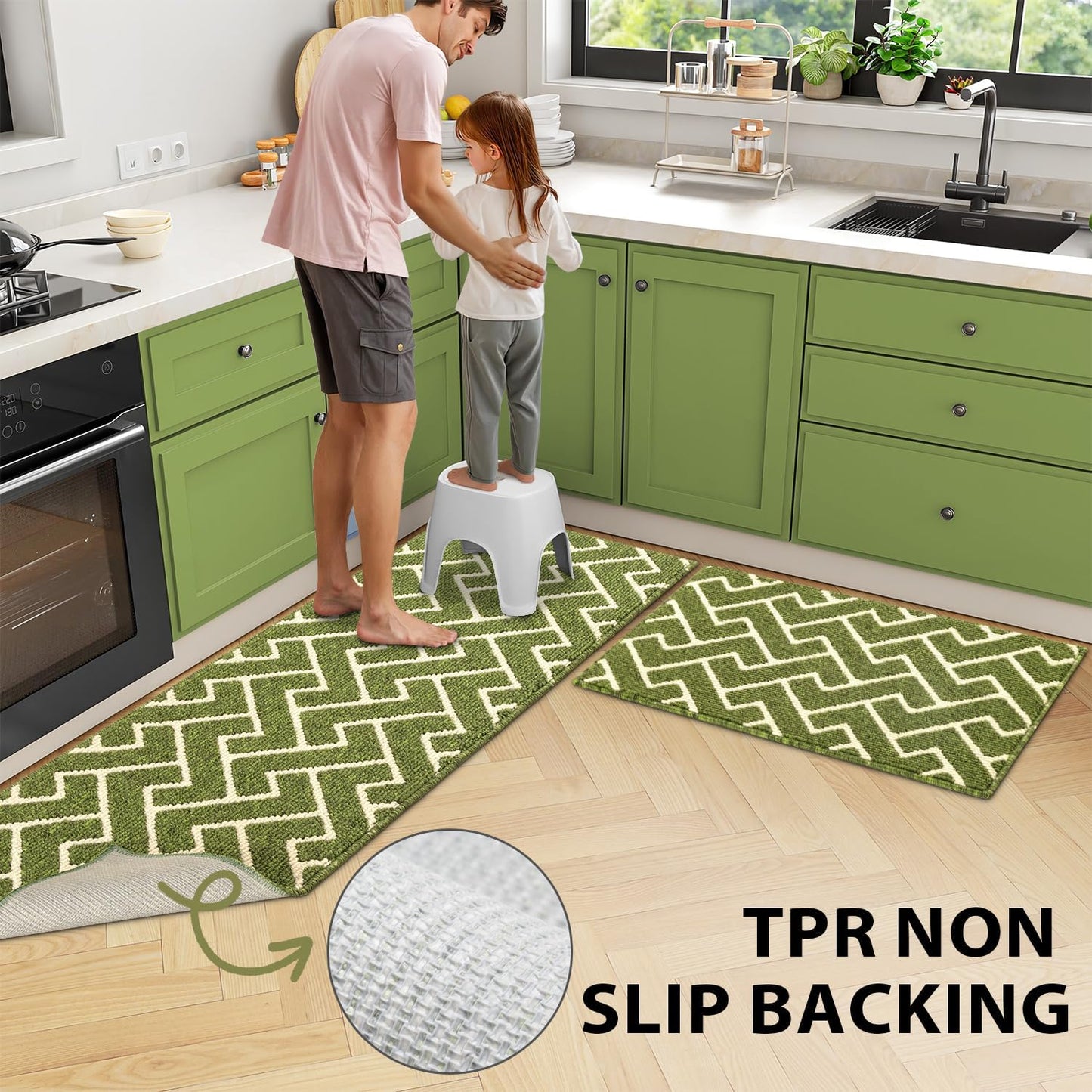 hicorfe Indoor Doormat,Front Back Door Mat Rubber Backing Non Slip Door Mats 20"x59" Absorbent Resist Dirt Entrance Doormat Inside Floor Mats for Entryway Washable Low-Profile(Sage Green)