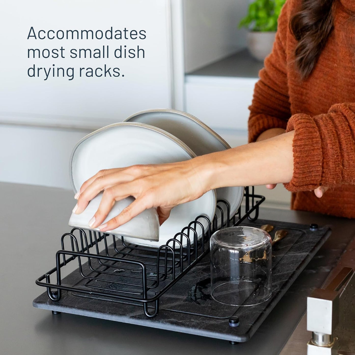 Natural Dish Drying Mat – Eco-Friendly, Rapid-Dry Technology | Modern Design | Non-Toxic | BPA-Free Kitchen Mat by Female-Founded USA Brand | Durable & Sustainable