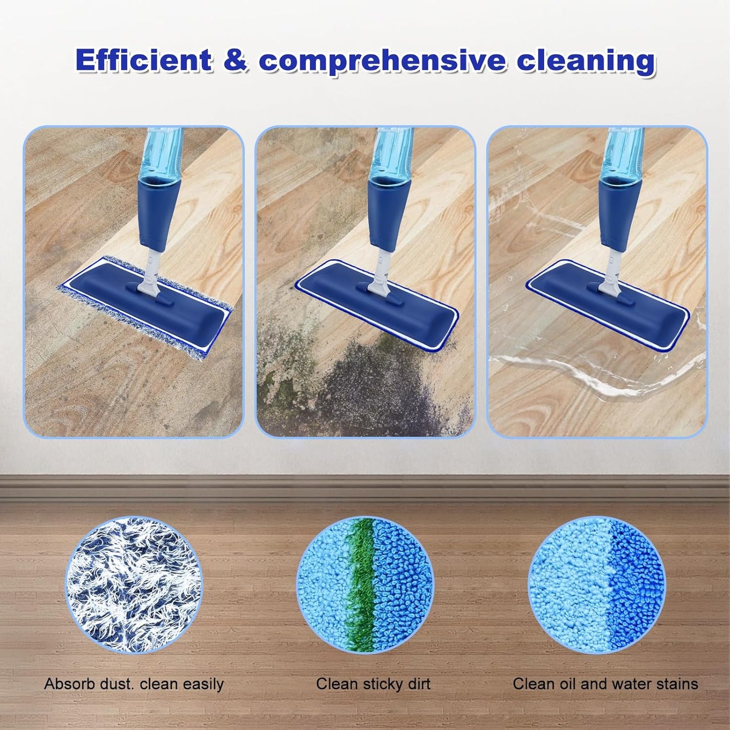 6 Pack Microfiber Cleaning Replacement Pad for Bona Mop,Washable Reusable Microfiber Cleaning Mop Pad for Hardwood Floor,Wet Dry Use,2 Deep Cleaning Pad+2 Microfiber Cleaning Pad+2 Dusting Mop Pad