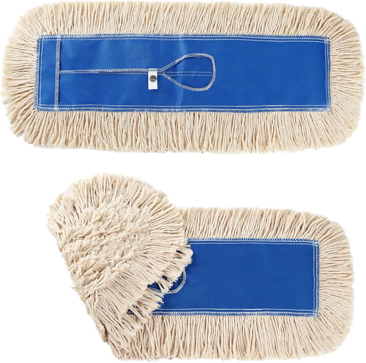 2 Pack - 24" Wide X 5 Cotton Floor Dust Mop Head Refill Short Fiber for Easy Sweep - Replacement Replacement Head for Home & Commercial Use