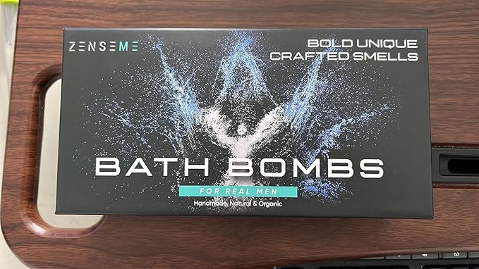 Bath Bombs for Men - Gift Set of 8 Scented Organic Handmade Bath Bombs of 2.5 oz with Natural Essential Oils, Unique Strong Manly Scents, for Boyfriend, Husband, Father or Friend, by ZenseMe