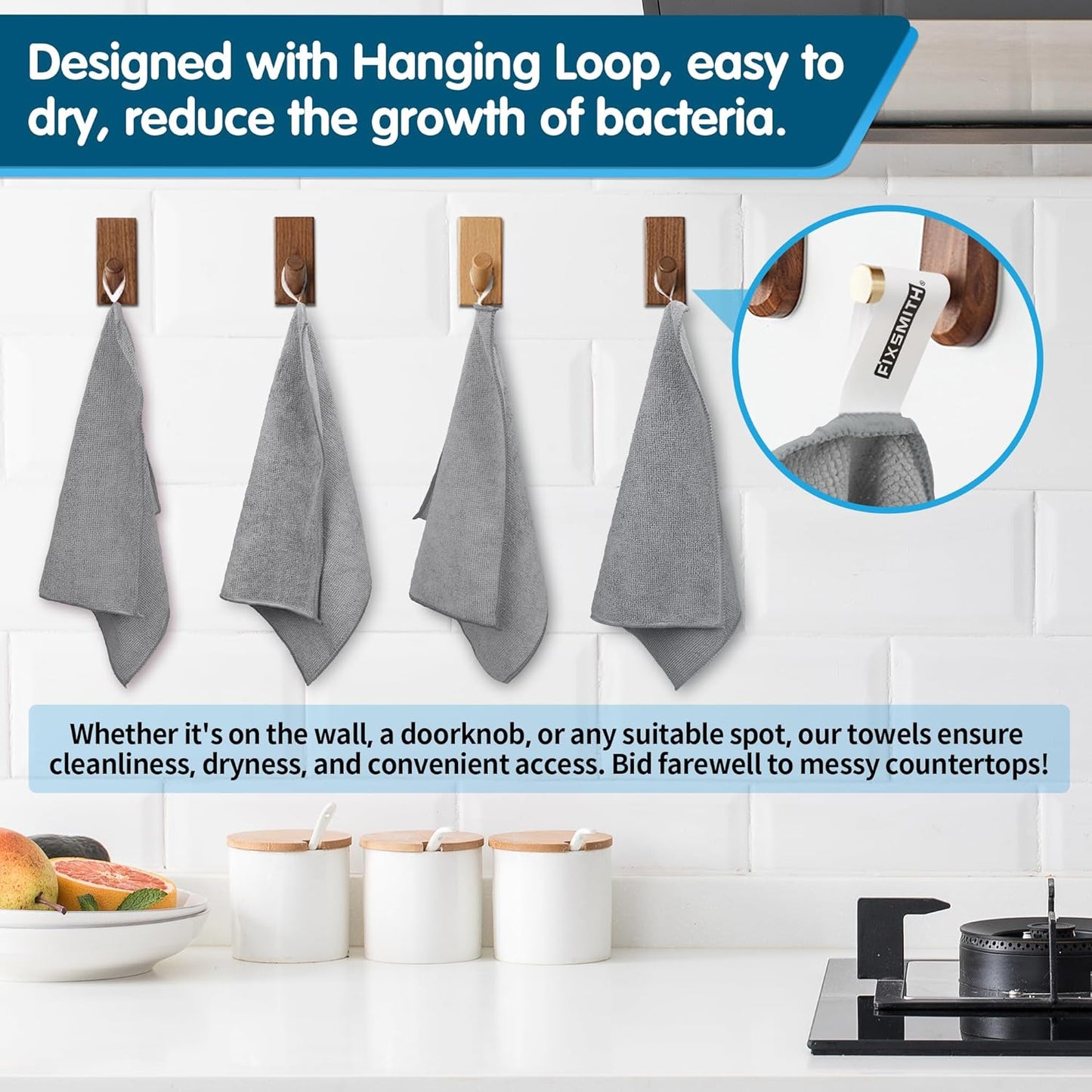 FIXSMITH Grey Microfiber Cleaning Cloth -Pack of 8, Highly Absorbent Cleaning Rags, 16"X12" All Purpose Cleaning Towels for Housekeeping, Kitchen, Car, Lint Free and Reusable Microfiber Towels