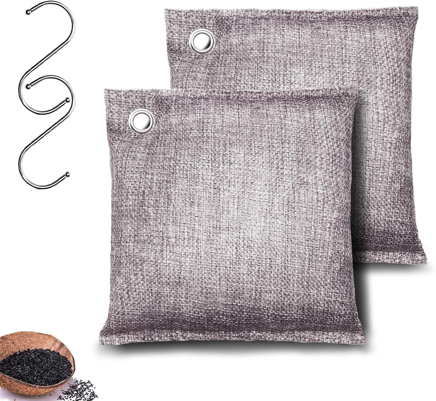 Activated Charcoal Odor Absorber, Odor Eliminator for Strong Odor,Coconut Shell Charcoal Air Purifying Bags for Home Car Closet Pet, Smoke Room Deodorizer