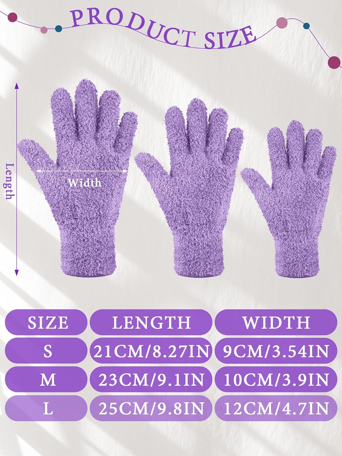 Patelai 3 Pairs Microfiber Plant Dusting Gloves Leaf Cleaning Gloves for Indoor Plants, Blinds, Furniture, House(Small,Reddish Violet, Blue, Purple)