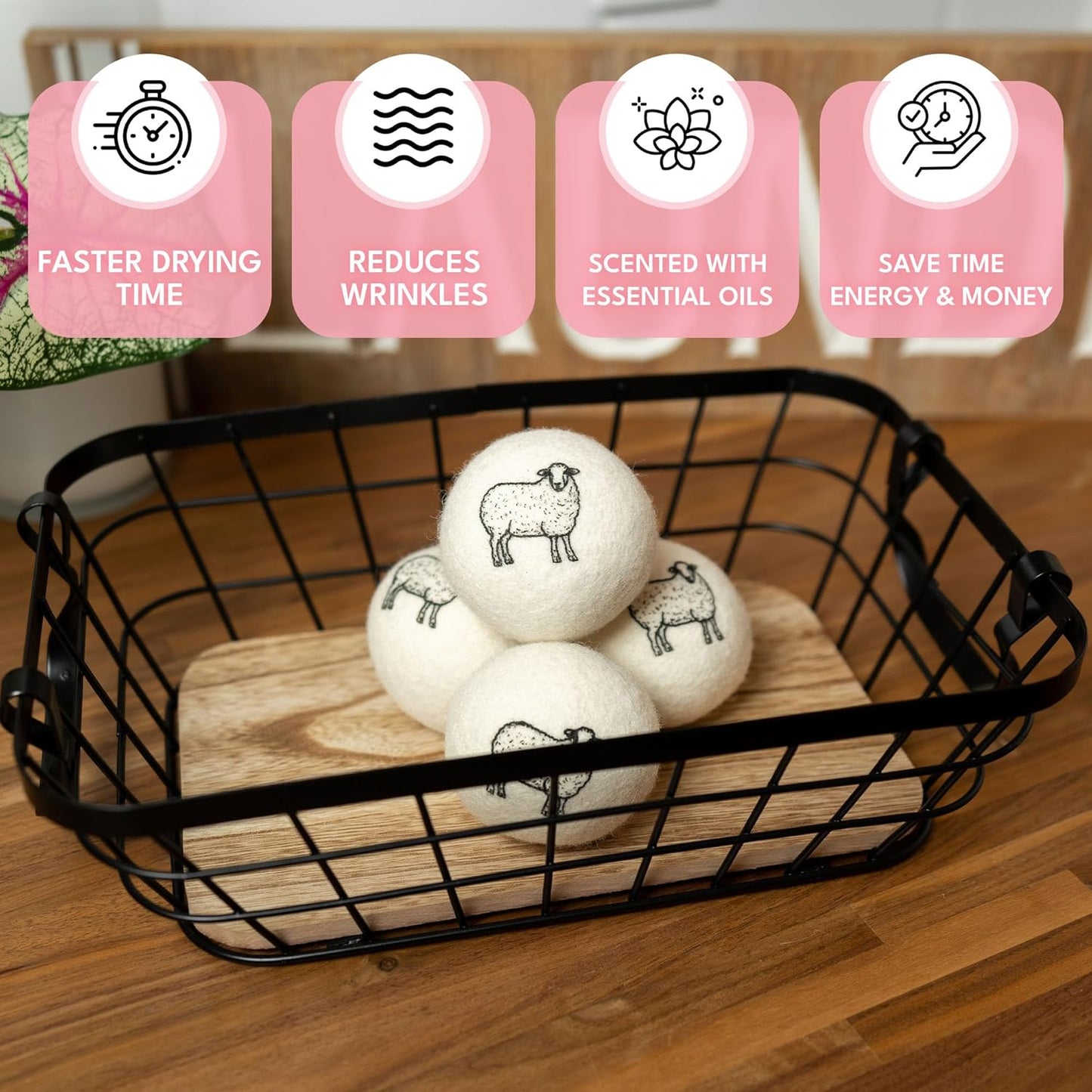 Lavender Scented Wool Dryer Balls – 4 XL Pack – Natural Fabric Softener, Reusable, Reduces Static, Reduces Wrinkles & Shortens Drying Time, Made W/Essential Oil, 100% Pure Wool