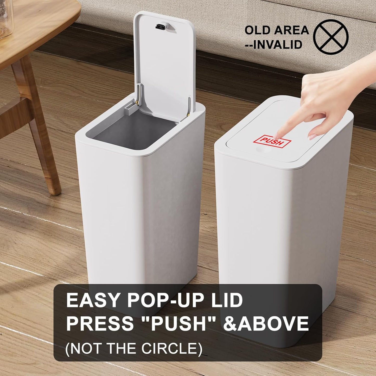 N. NETDOT 3 Pack 2.6 Gallon / 10L Bathroom Trash Can with Lid,Kitchen Garbage Can Small Trash Bin Waste Basket for Bathroom,Kitchen,Bedroom,Living Room,Office - Off White