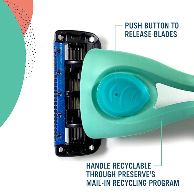 Preserve Shave 5 Five Blade Refillable Razor, Made from Recycled Materials, Key Lime