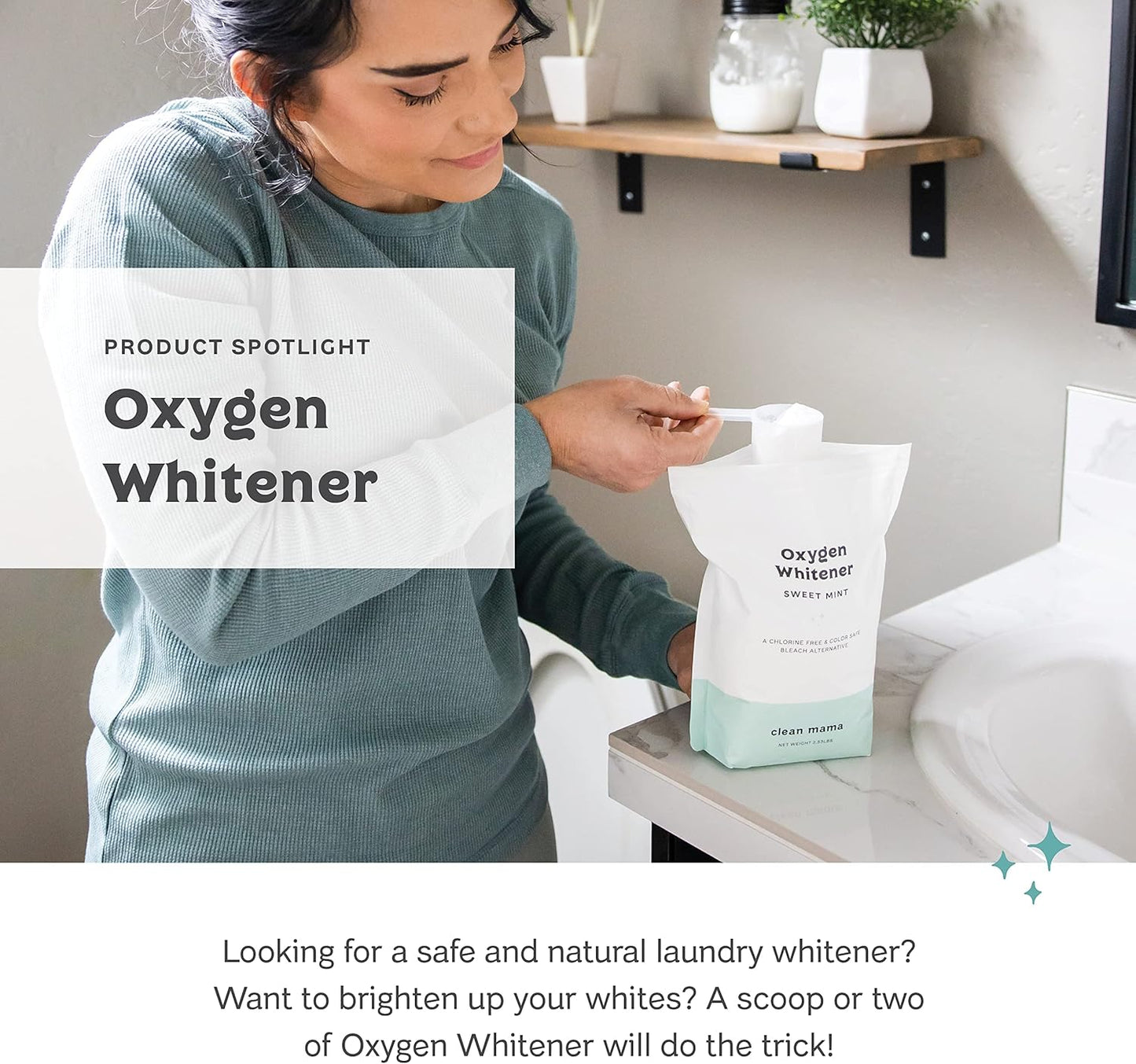 Clean Mama Natural Oxygen Whitener and Stain Remover - Color-Safe Natural Bleach Alternative - Plant-Derived Oxygen Powder, Whitens & Brightens Whites and Colors - Lemon, 2.53 lbs, 2 Pack