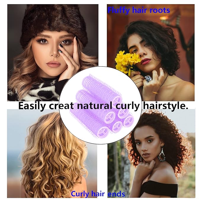 18PCS Self Grip Small Hair Curlers Heatless Roller Hair Curlers Pro Salon Hairdressing Curler DIY Curly Hairstyle Hair Rollers Tools Rat Tail Comb for Women Medium Short Hair(Purple)