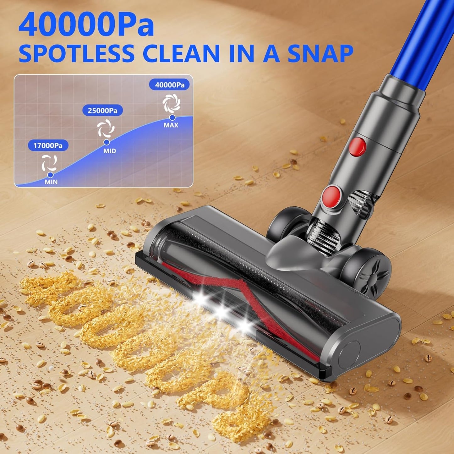 Cordless Vacuum Cleaner, 450W 40Kpa Powerful Stick Vacuum, Up to 50Mins Rechargeable Battery, Vacuum Cleaners for Home Anti-Tangled Lightweight Handheld for Hardwood Floor, Carpets, Pet Hair