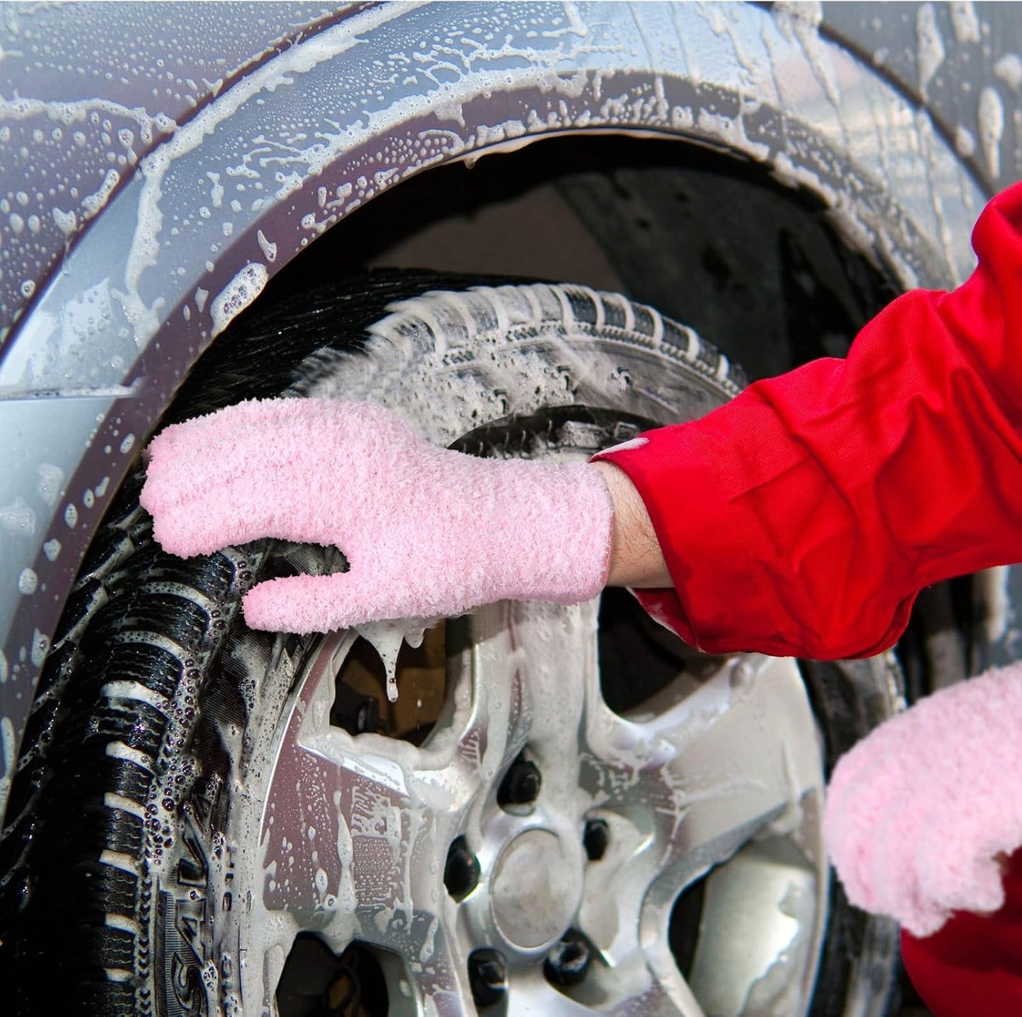 Patelai 3 Pairs Microfiber Plant Dusting Gloves Leaf Cleaning Gloves for Indoor Plants, Blinds, Furniture, House(Medium,Pink, Nude, White)