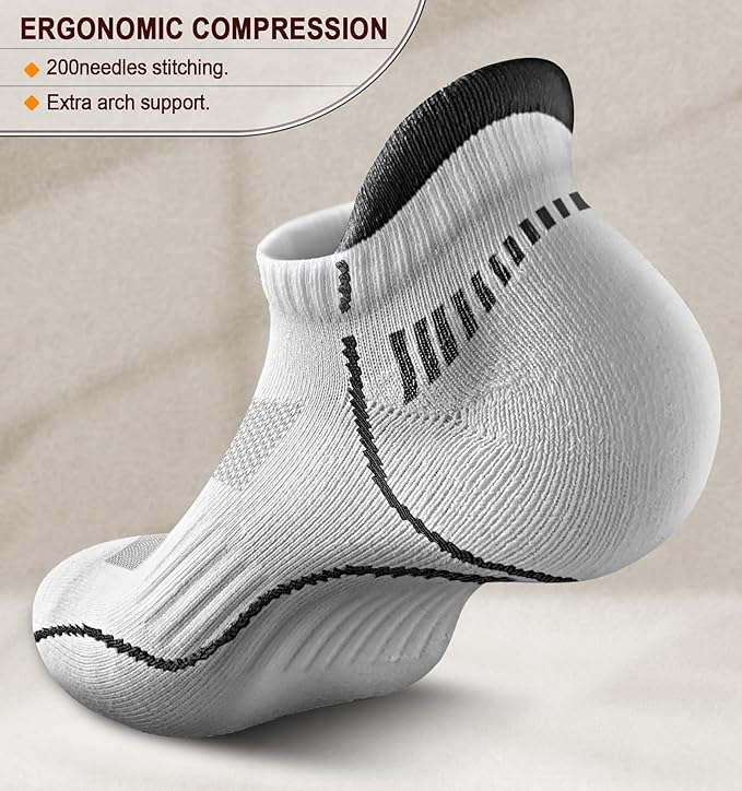BULLIANT Men Running Socks 6Pairs-Ankle Athletic Socks Wicking Cushioned for Men Walking-Arch Compression Support