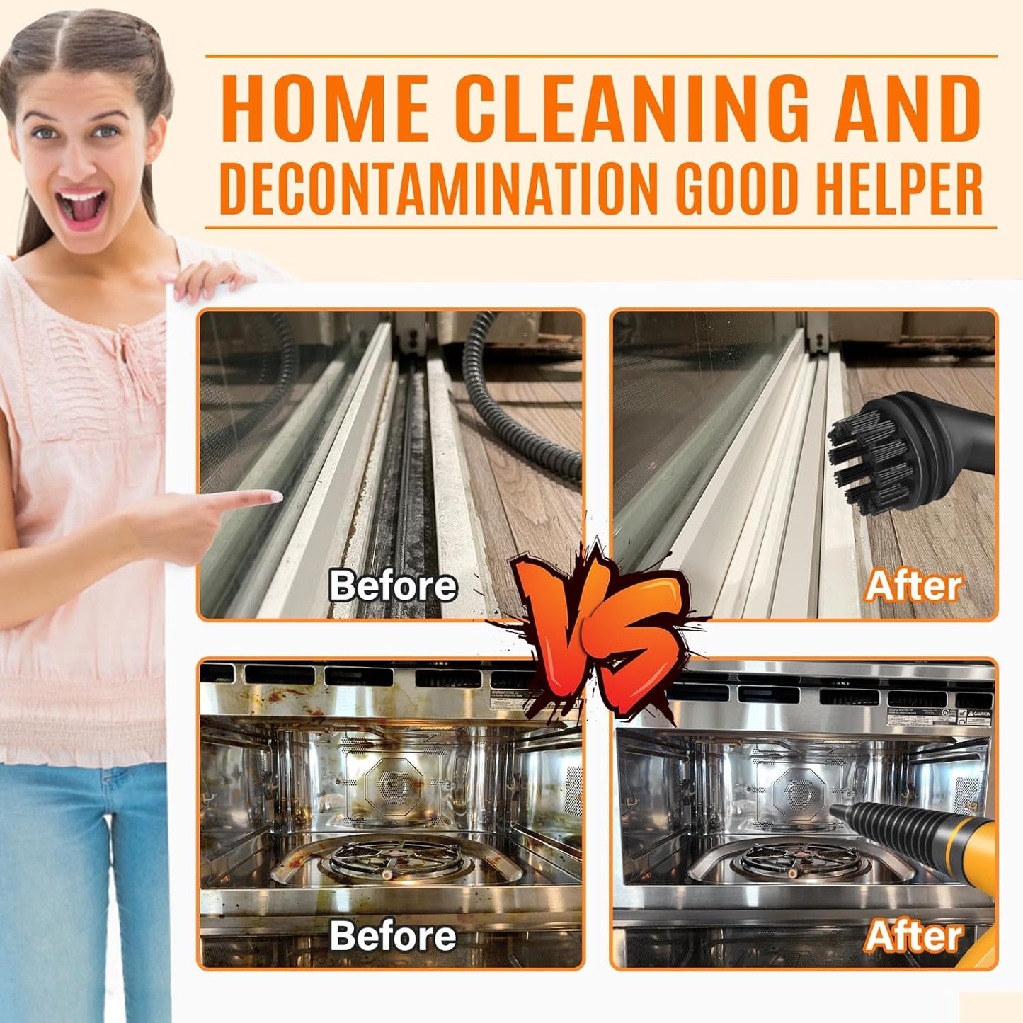 Steam Cleaner, Portable Multi-Surface Handheld Steam Cleaner for Home Use with 11 Accessories, All Natural Continuous Steam, Steamer for Deep Cleaning Tile, Grout, Window, Couch, Car, Bathroom,Kitchen