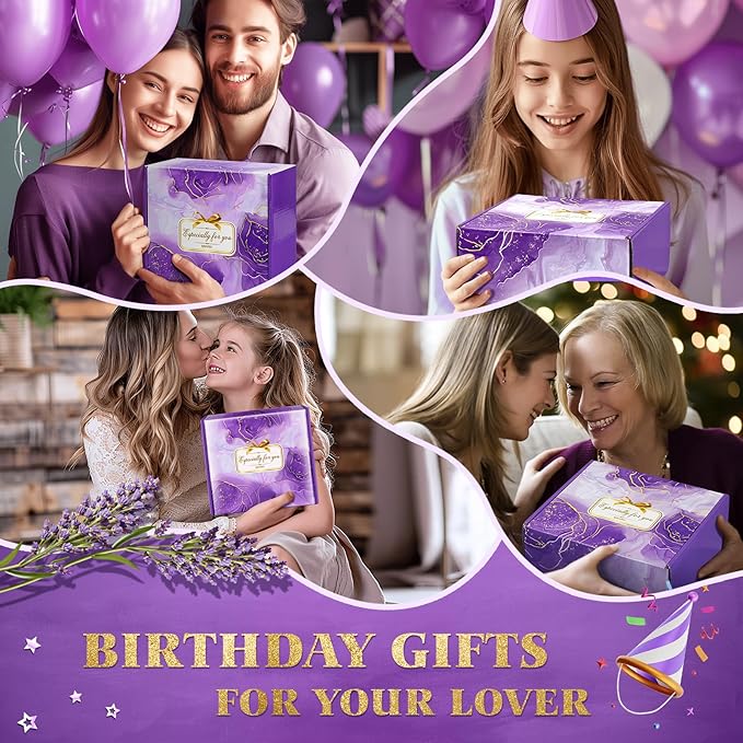 Bath Gift Set for Women, Christmas Stocking Stuffers for Women, Birthday White Elepant Gifts for Wife Her Sister Mom Auntie Grandma Friends, Relaxing Spa Self Care Lavender Bath Bombs Set﻿